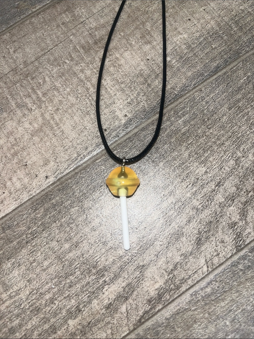 Yellow Lollipop Pendant Necklace with Black Cord - Women Jewelry